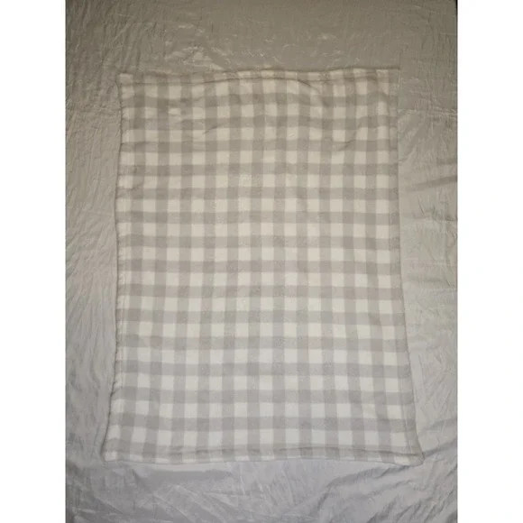 Blankets‎ & Beyond Plush Gingham Gray White Baby Blanket Lovey Security 29x38
