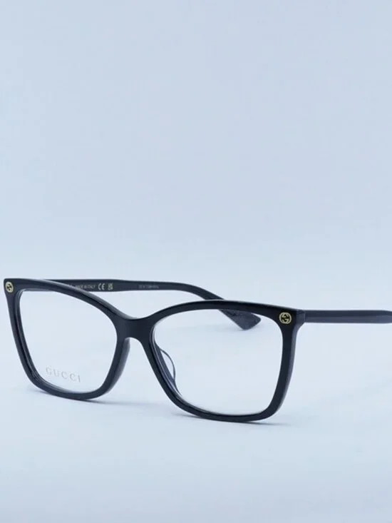 Gucci GG0025O 001 Eyeglasses Black Cat Eye Frame