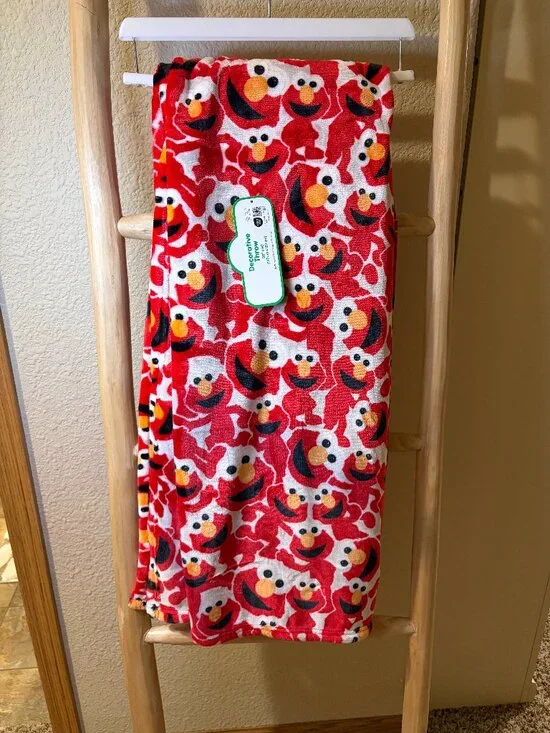Sesame Street Elmo Decorative Throw Blanket 50x60 Red Plush NWT