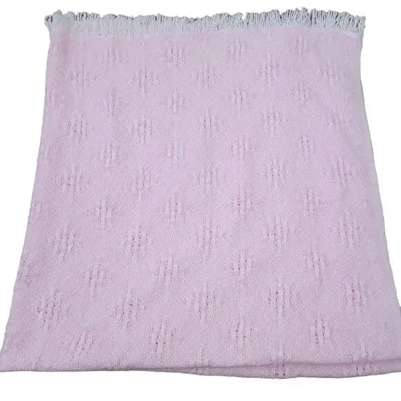 Baby Blanket Pink 36x38, Soft, High Quality Girls Baby Blanket, Fringe Trim