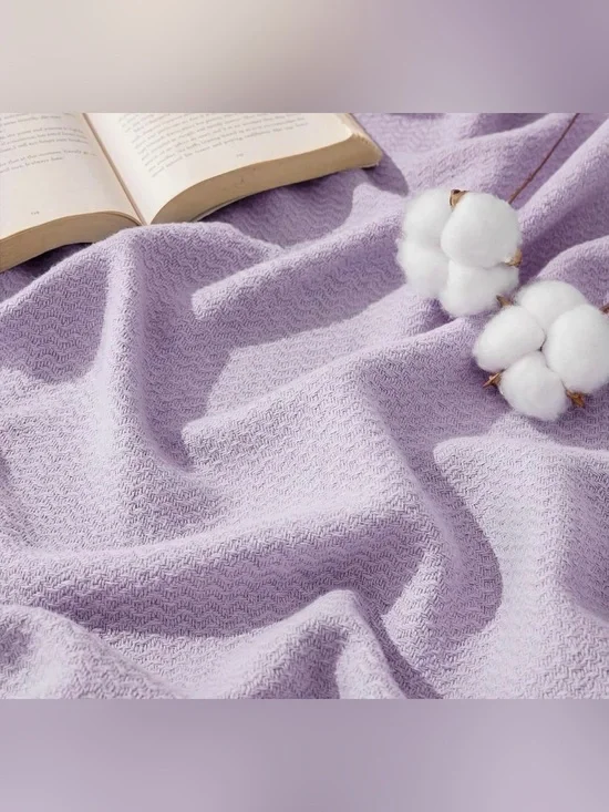 Bedsure GentleSoft Cotton Queen Size Throw Blanket - Light Purple 90”x90”