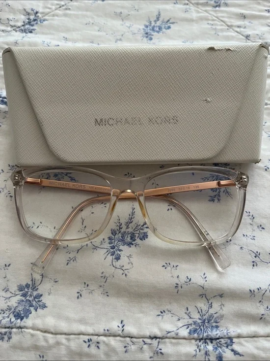 Michael Kors Clear to Amber Gradient Women's Glasses with Rose Gold Temples