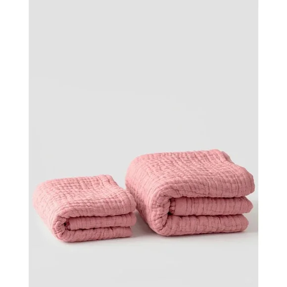 The Fleece Company Winter Muslin Blanket 100% Cotton Pink Full Size 130x150cm