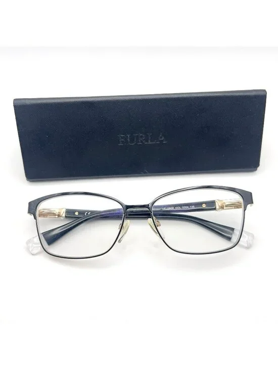 Furla VFU280K 0304 Cat Eye Square Women Metal Full Eyeglass Black Gold 53-15-135