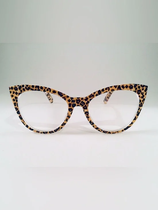 Betsey Johnson Leopard Cat-Eye Blue Light Glasses - Tan & Black