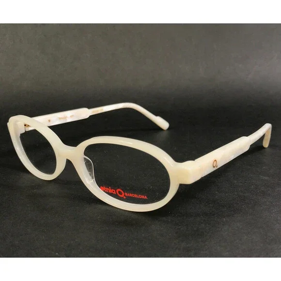 Etnia Barcelona Eyeglasses Frames HALOS WH White Horn Marble Oval 53-16-138