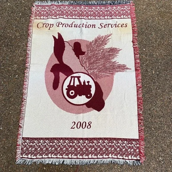 Crop‎ Production Services 2008 Woven Throw Blanket Tapestry Farming Corn Tractor