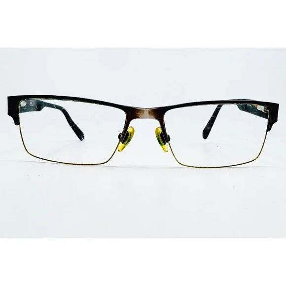 A&C Eyeglasses Mens Brown Semi-Rimless Rectangular Frames 54-17-145