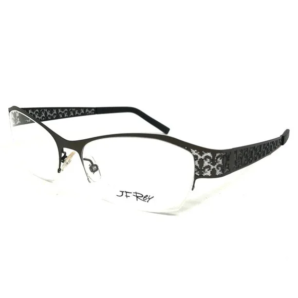 J.F. Rey Eyeglasses Frames JF2558 0500 Black Mesh Fleur De Lis 52-16-132