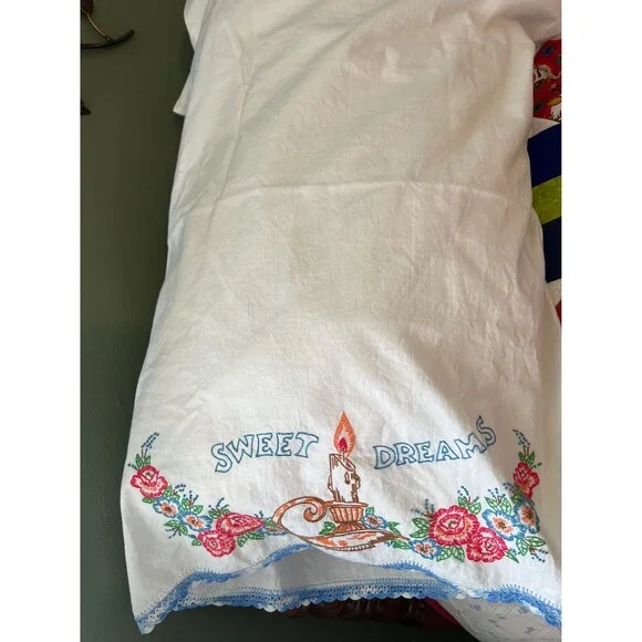 Hand Embroidered “Sweet Dreams” Pillow Cases