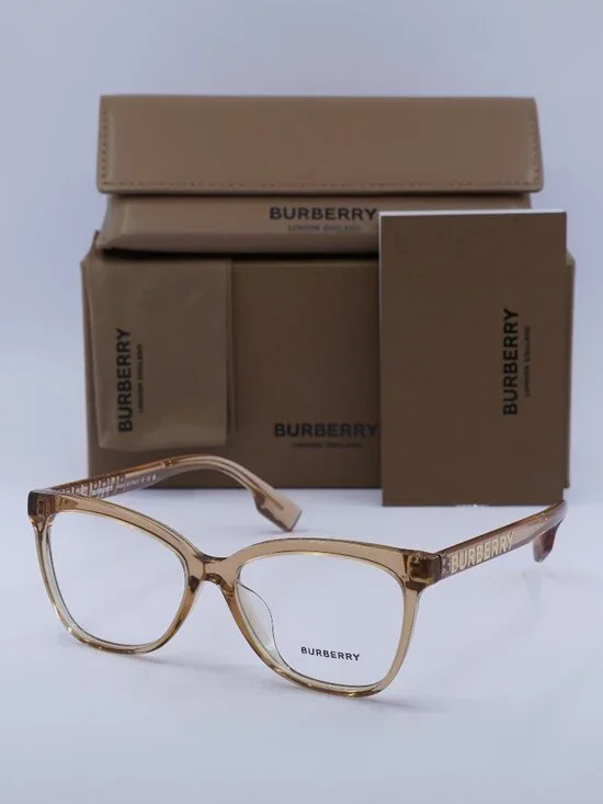 Burberry BE2364F 3779 Cat Eye Eyeglasses - Transparent Brown 54mm