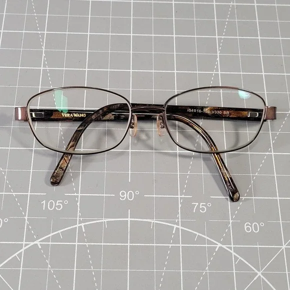 Vera Wang Eyeglass Frames V330 BR 54-16-138 Brown Tortoise Oval Full Rim Womens‎