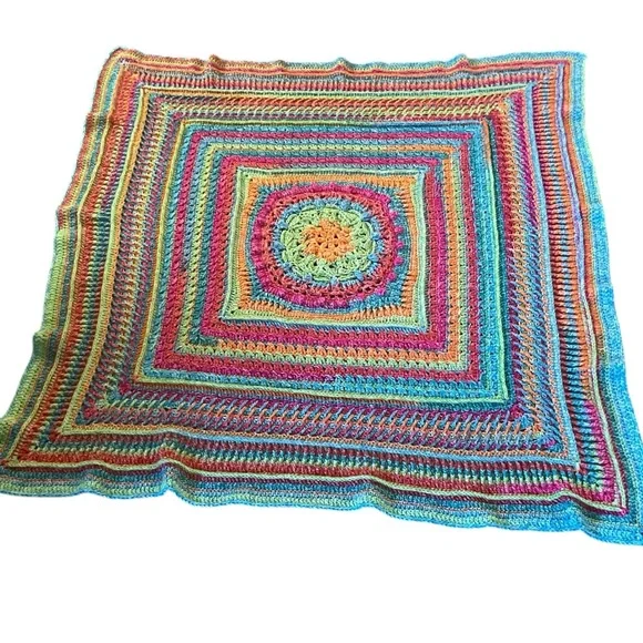 Afghan hand crochet pink