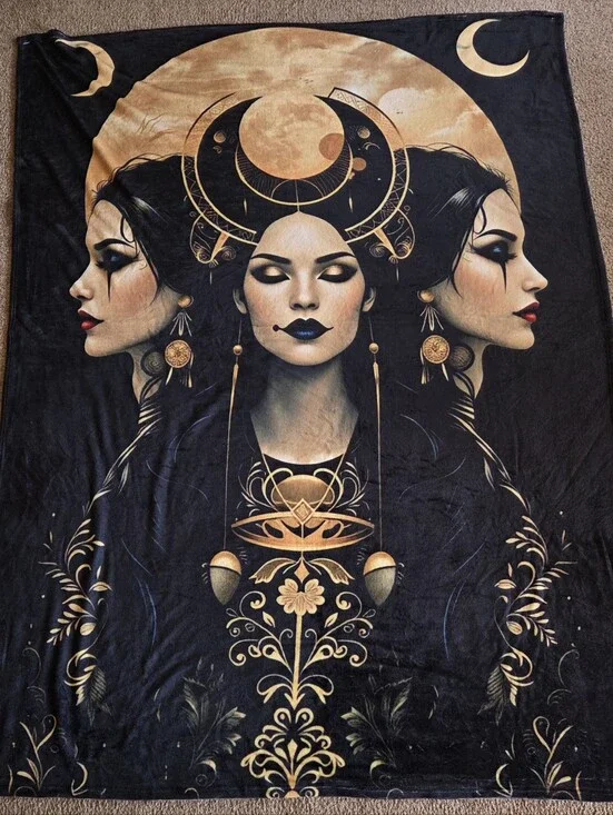 Hecate (Style #3) Triple Goddess Blanket Crescent Moon Blanket 58
