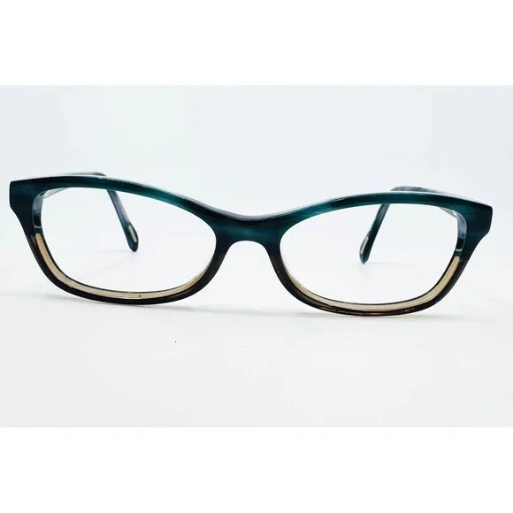 Fossil Corrin Eyeglasses Womens Teal Brown Cat Eye Frames RA5 135 52-16-135
