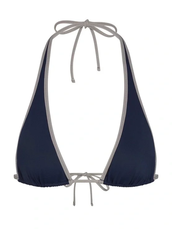 SKIMS Navy Triangle Bikini Top with Contrast Trim
