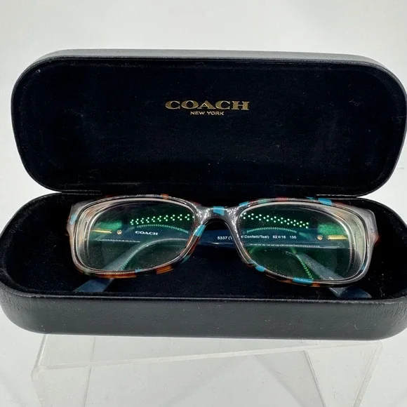 Coach HC 6078 Teal Confetti Tortoise Shell Eyeglasses Frames Horse Carriage Logo
