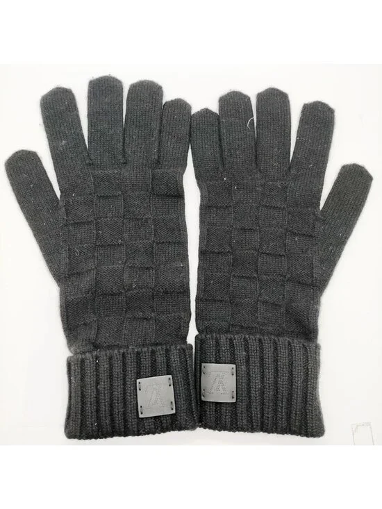 $1195 Authentic LOUIS VUITTON Made in SCOTLAND Womens 100% CASHMERE Black Gloves
