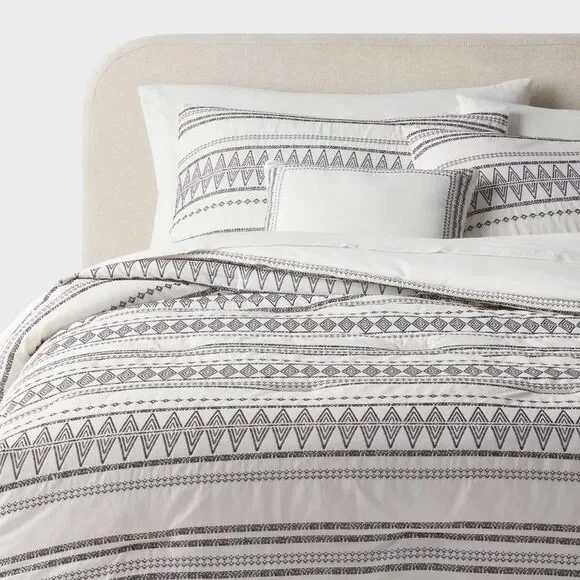 8pc Queen Woven Diamond Striped Comforter and Sheet Set - Threshold