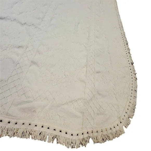 Vintage Crown Craft Chenille Bedspread Coverlet Bohemian Twin Fringe‎ 76x108