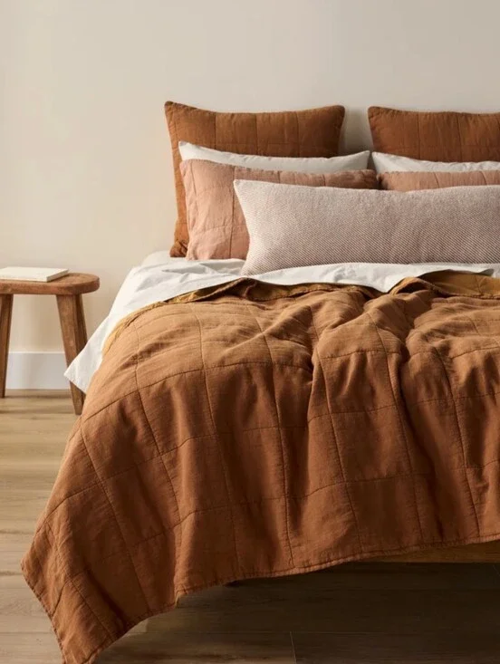 Parachute Linen Box Quilt- King - Tobacco- NWT- KING, CAL KING