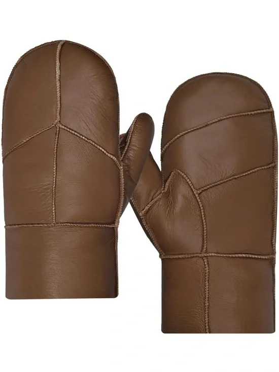Women’s Brown Leather Shearling Mittens