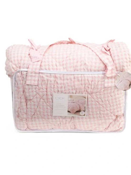Lounge Pink Gingham Comforter Set - Soft Pink Bedspread
