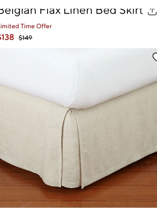 Pottery Barn Ivory Belgian Flax Split Corner Bed Skirt - Excellent 🔥 FINAL SALE