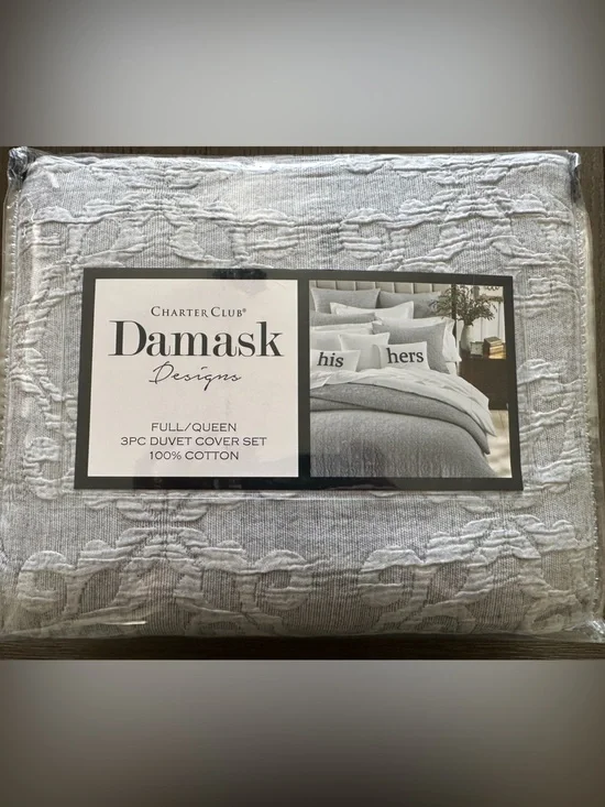Charter Club Damask Textured Duvet Cover Set in Light Gray
