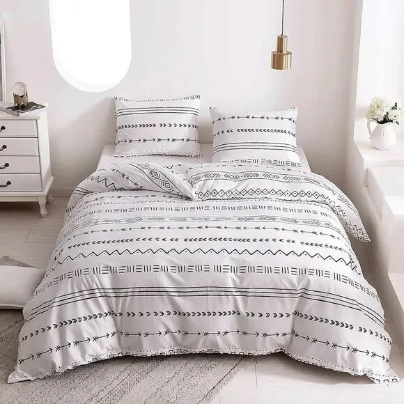Boho Arrow Black White Duvet Cover Set Full Comforter Bedding Cotton‎