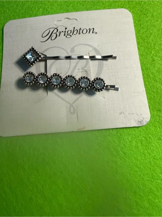 Brighton Silver-Tone Hair Pins with Clear Crystals