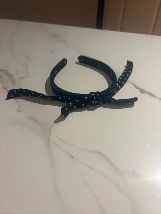 Lele Sadoughi Bardot Navy Studded Bow Headband - Women Accessories