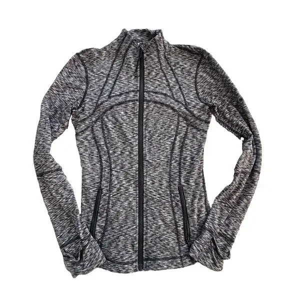 Lululemon Womens Zip Define Jacket *Rulu Space Dye Black White Sz 6 EUC