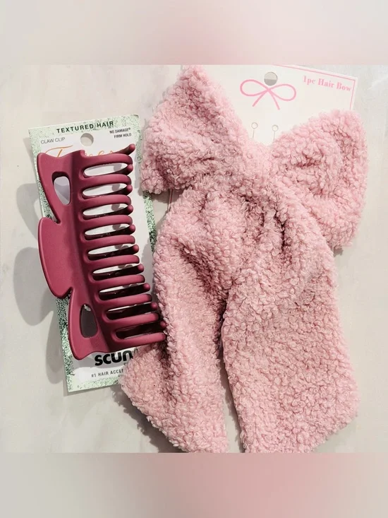 Scunci by Conair 2-piece Hair Claw Clip & Bow Barrette Set