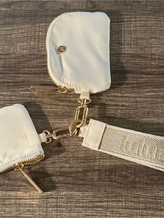lululemon athletica Ivory Dual Mini Pouch Strap with Gold Hardware