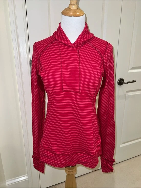 EUC Lululemon Think Fast Stripped Pullover Running Long Sleeve Top size 8