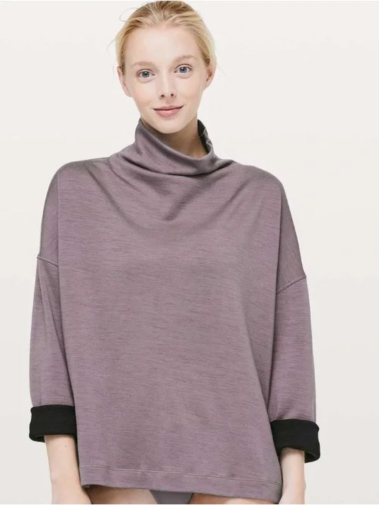 Lululemon Merino Wool Principal Dancer Funnel Neck Sweater Lunar Rock