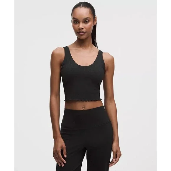 945-Lululemon Align Lettuce-Hem Tank Top-Black
