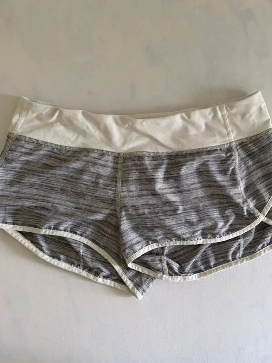 Lululemon Heathered Grey & White Lined Running Speed Shorts