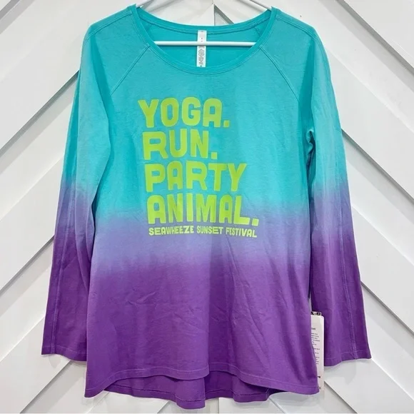 NWT Lululemon Emerald Long Sleeve Sunset Festival Shirt Seawheeze Size 8