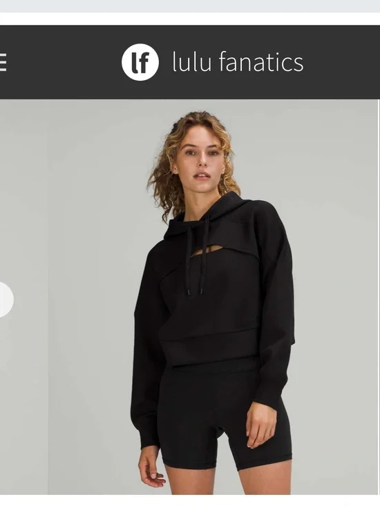 Lululemon Get Centred Crop Pullover Hoodie Sz 6 Black Modal Waist Length 739
