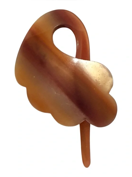 Vintage French Charles Wahba Tortoiseshell Hair Pick, 2.5” Long, Deadstock/Unwor
