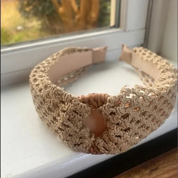 NWOT Anthropologie Crochet Jute  Embellished Headband