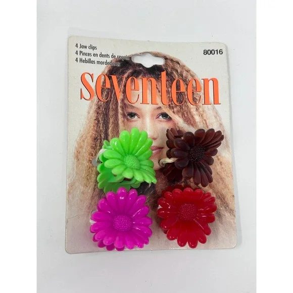 Seventeen‎ Vintage 90s Y2K Flower Daisy Jaw Clips Hair Accessories 4 Pack NOS