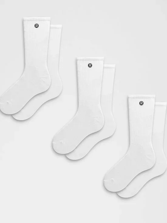Lululemon Daily Essentials Socks 3 Pack Sz Medium White
