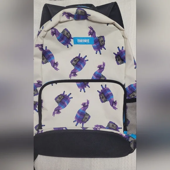 Fortnite Kids Backpack with Purple Llama Print - White