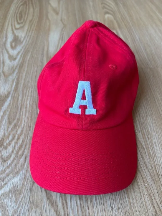 Red Baseball Cap with White 'A' Embroidery