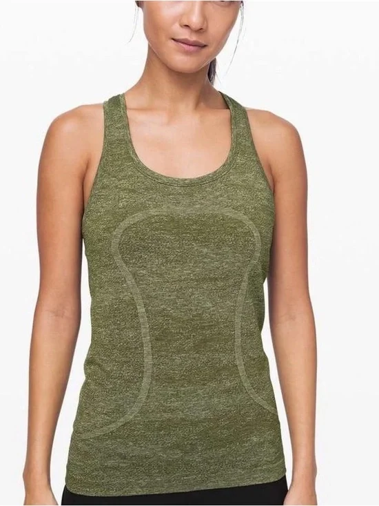 Lululemon Swiftly Tech Racerback Tank XS/4 Olive Green Seamless Lightweight EUC