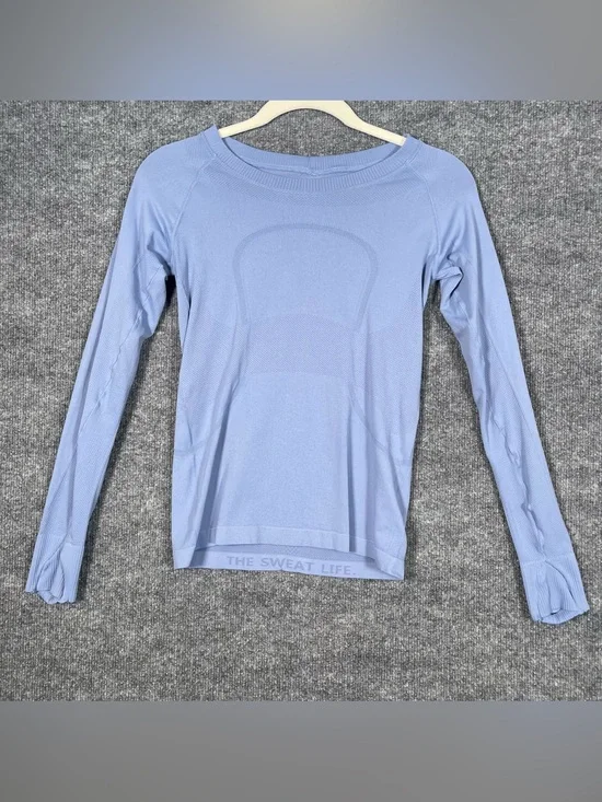 Lululemon Swiftly Tech Long Sleeve Crew Womens Blue Fingerhole Performance Shirt