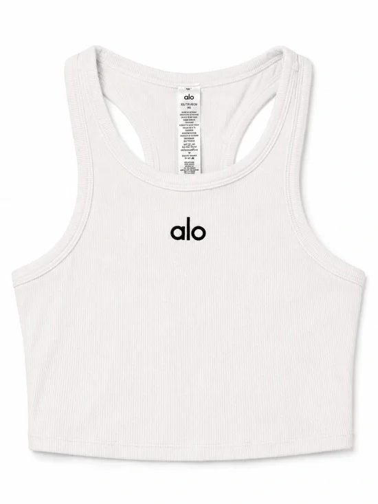 Alo Ribbed Racerback Crop Top – XS